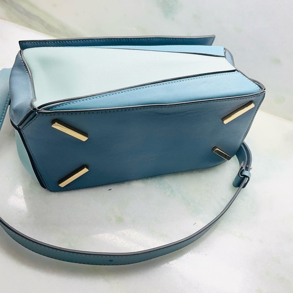 LOEWE “PUZZLE” Satchel Beautiful Blue Combo NWOT - Picture 3 of 13